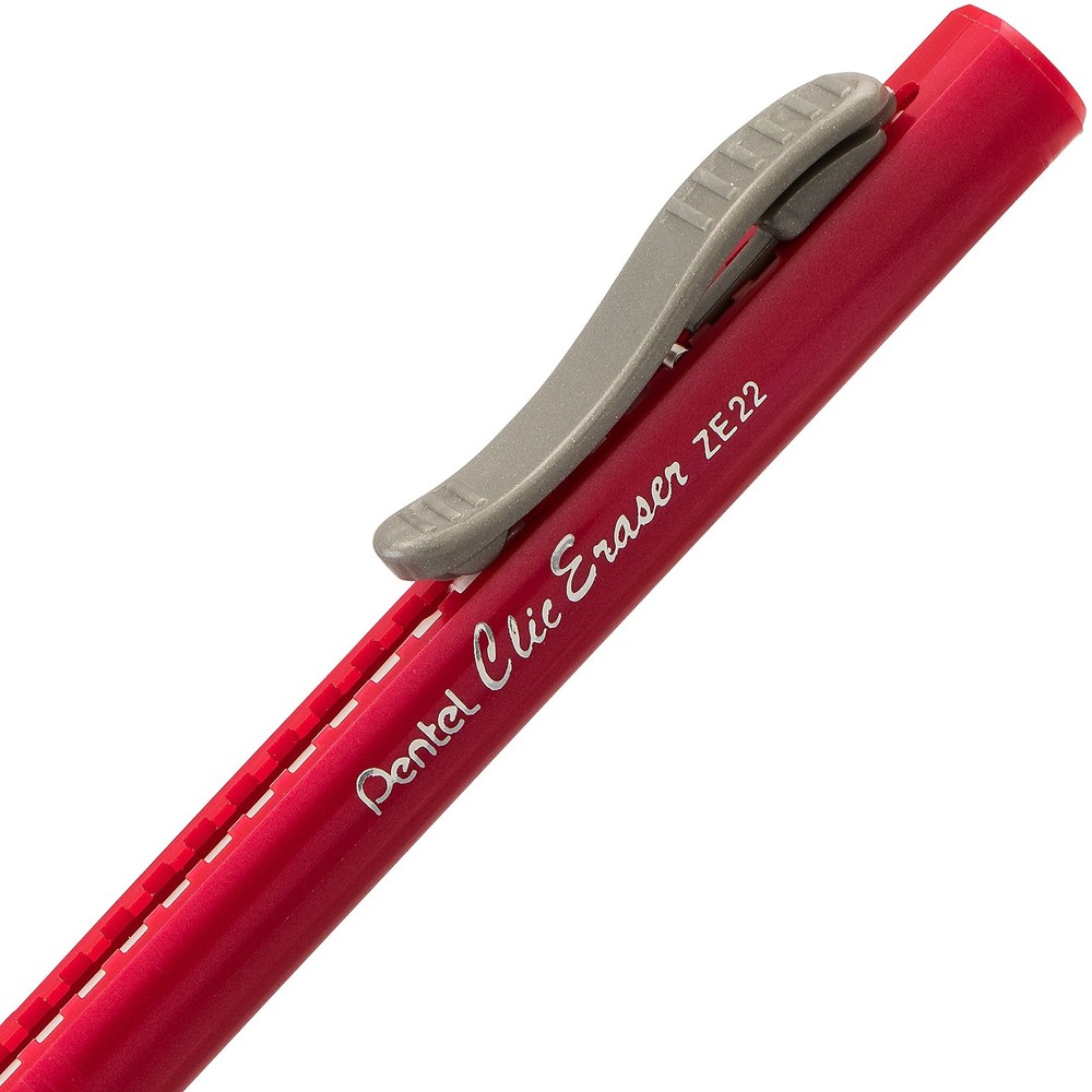 Pentel Clic Retractable Eraser with Grip, Assorted Barrel 3 Pack, Multicolor