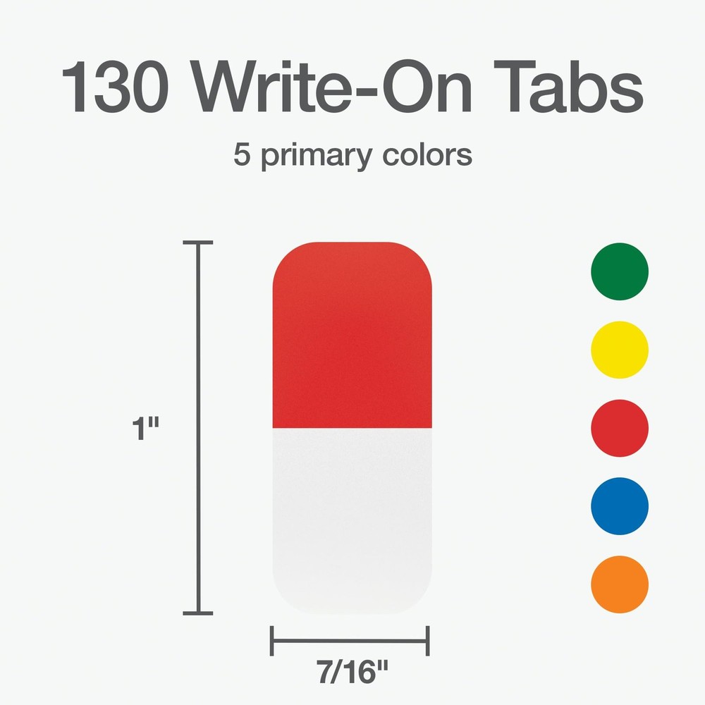 Redi-Tag Write-On Tabs, Permanent Adhesive Index 130 Primary