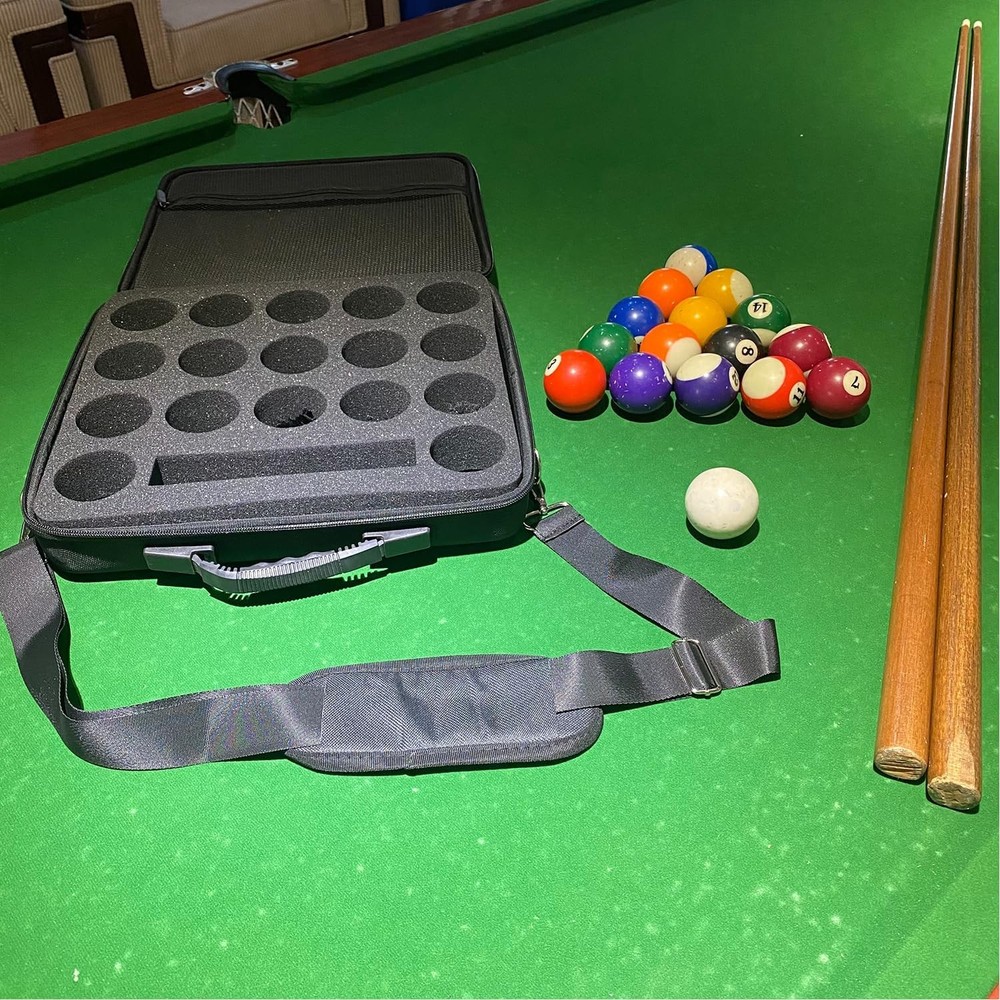 Pool Ball Carrying Case,Hard Billiard Case Cue Rectangle, Black