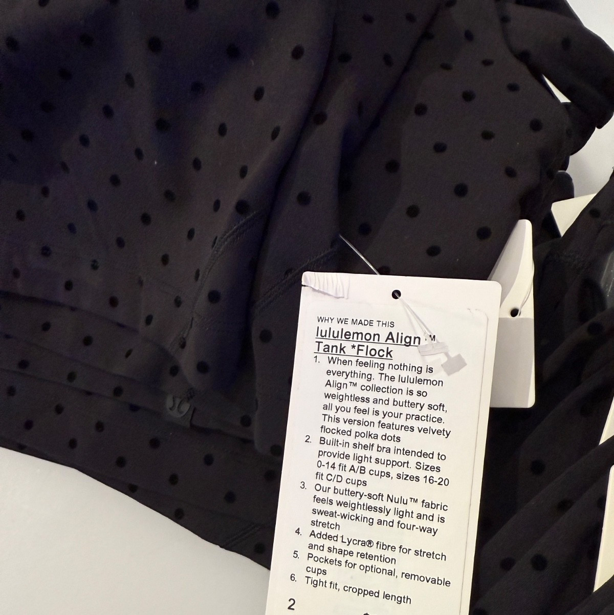 LULULEMON ALIGN TANK TOP~POLKA DOT FLOCKED BLACK~ 2 4 6 8 10 12 14~NWT