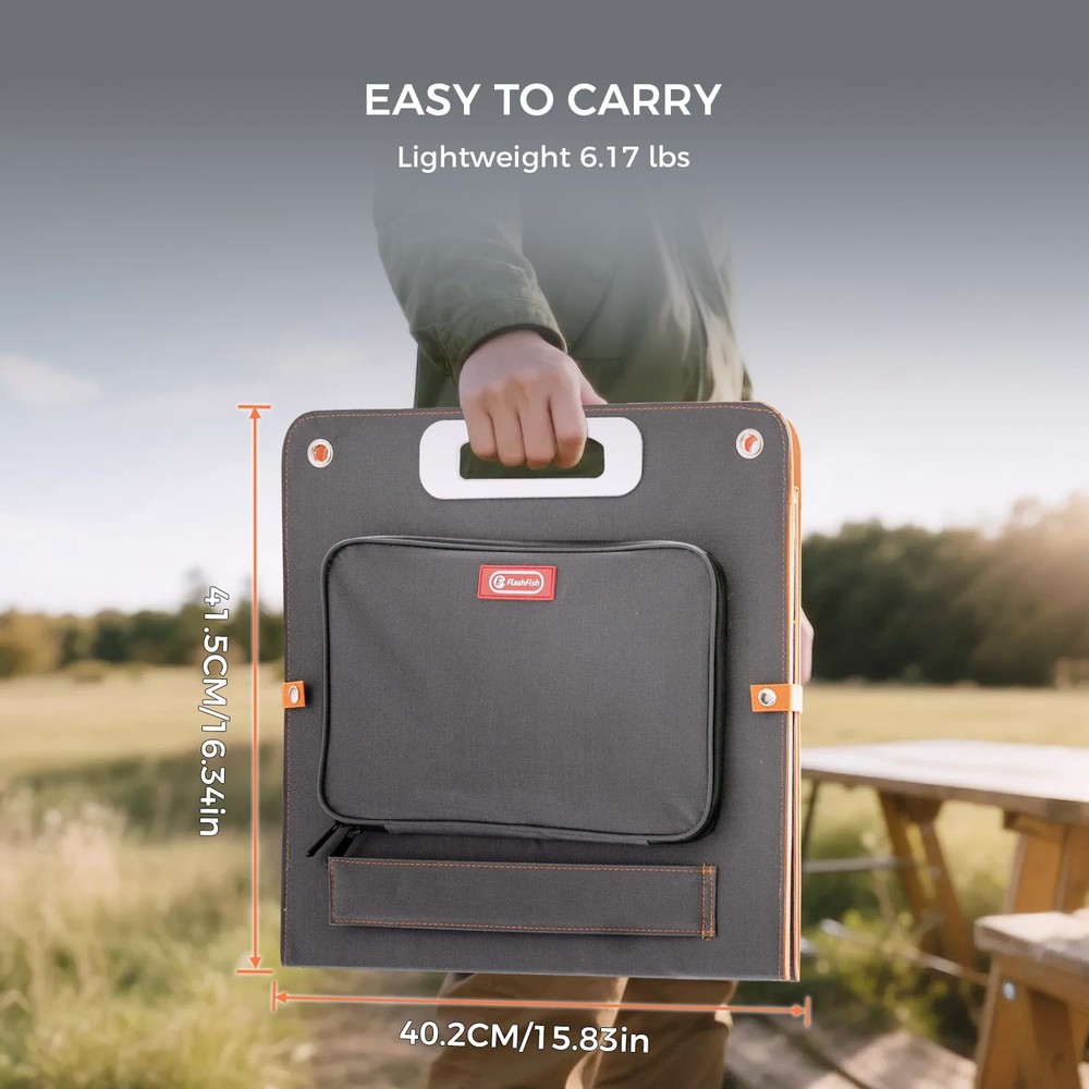 Flashfish 100W 18v Foldable Solar Panel, High-Efficiency Charger with Dc Output