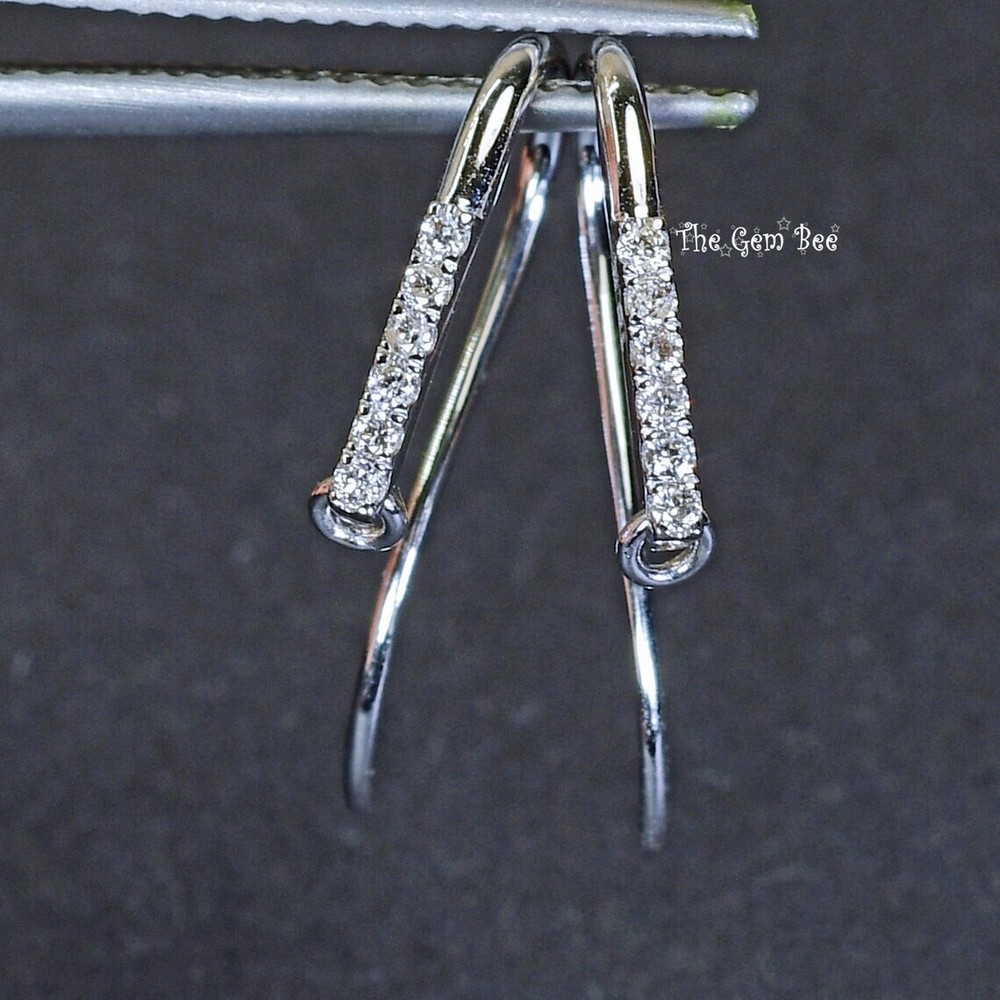 12mmx15.5mm 14k Solid White Gold Diamond Earwires PAIR