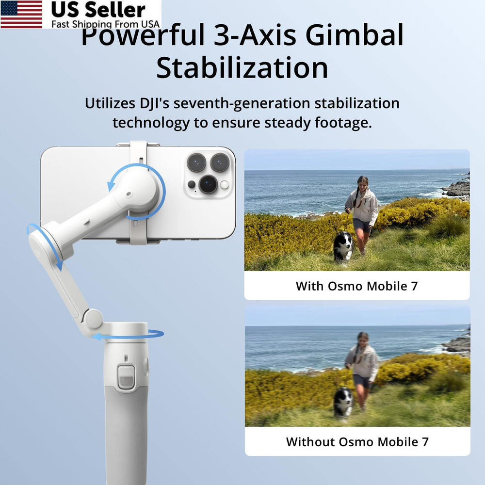 DJI Osmo Mobile 7 Gimbal Stabilizer for iPhone, Android, Built-in gray