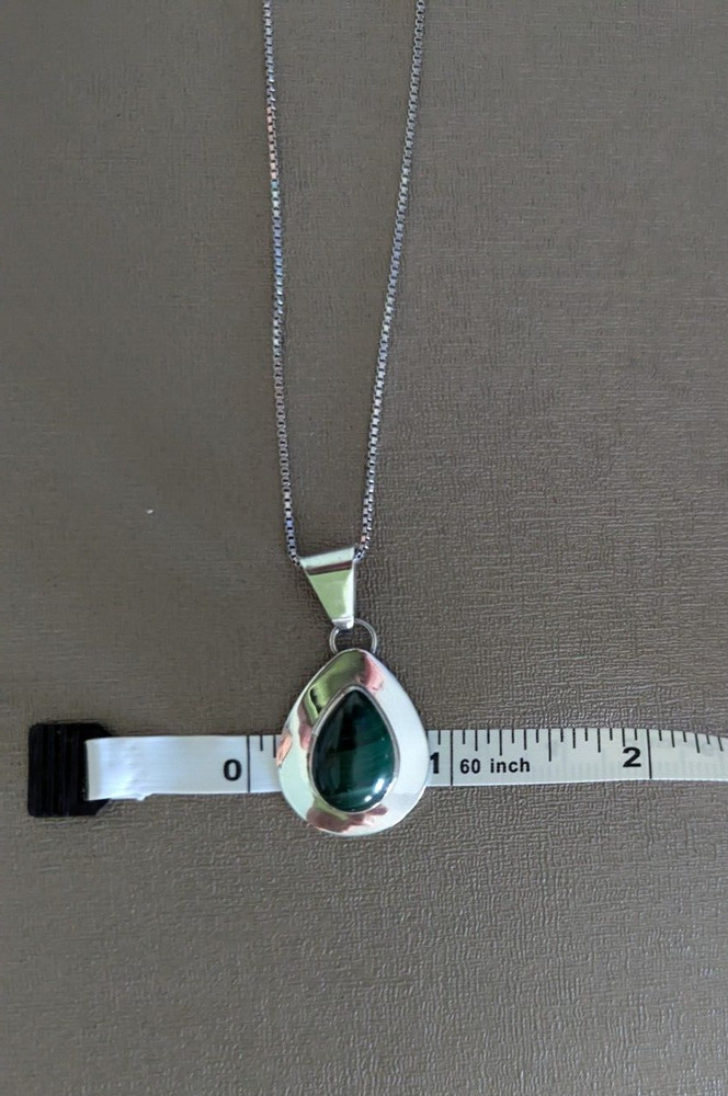 Native American Malachite Pendant with SS chain