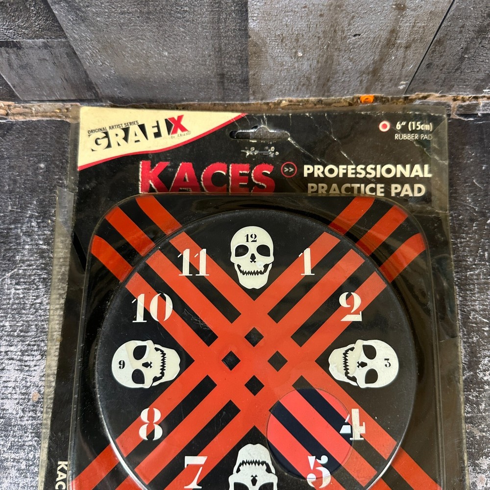 Kaces Drum Professional Practice Pad 6" Grafix Skulls Red Black