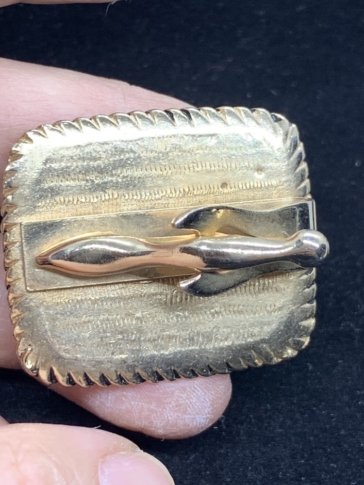 Vintage Rare Tie Clip MOP Clown Rectangle Gold Tone