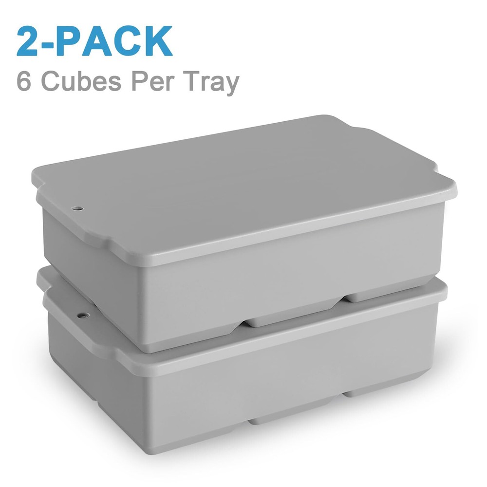 2 Pack Large Ice Cube Tray with Removable Lid Silicone Square Ice Cube Mold