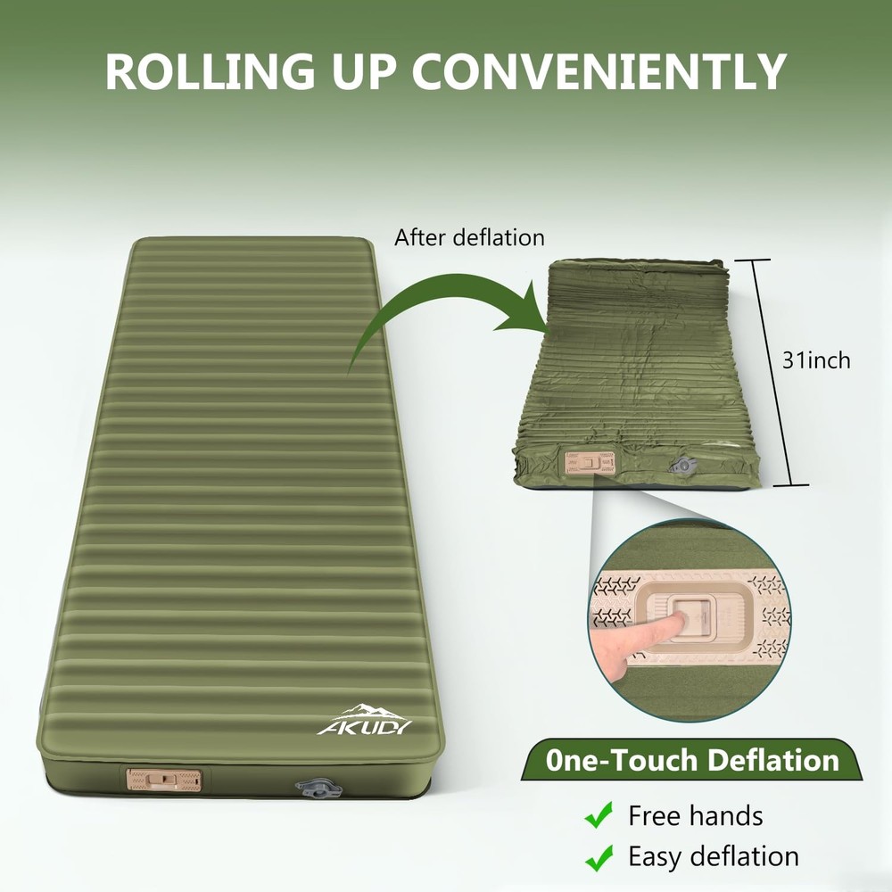 Self Inflating Sleeping Pad with Electric Pump, 4" Ultra-Thick Memory Foam Ca...