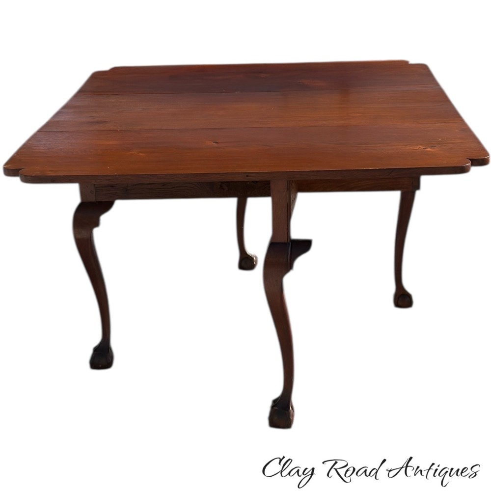 Antique Walnut Chippendale dining table 18th style ball & claw gate leg