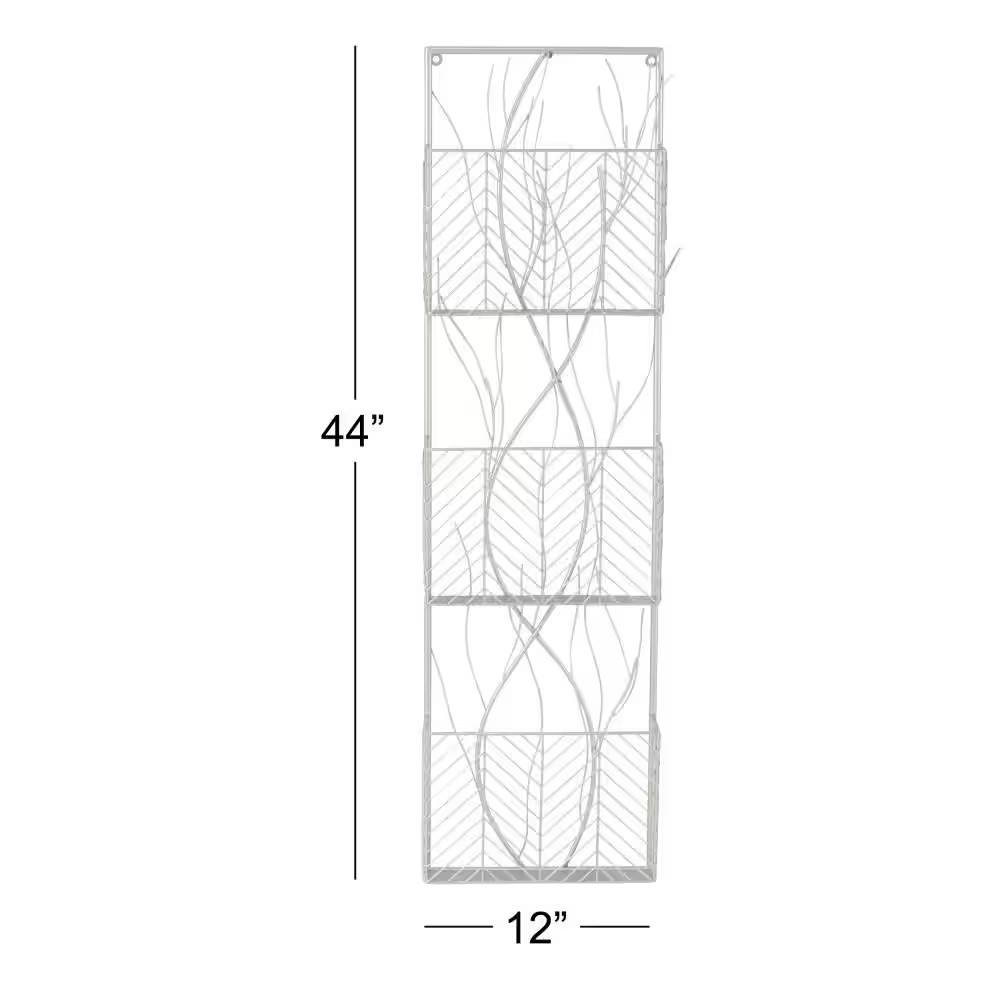 Silver 3-Tier Wall Shelf with Branch-Inspired Design