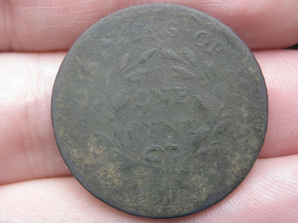 1797 Draped Bust Large Cent Penny- Crusty, Gripped Edge