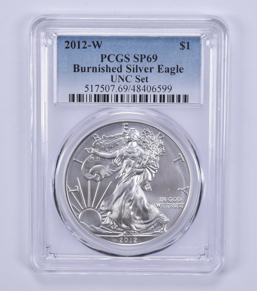 SP69 2012-W Burnished Silver Eagle Annual Set PCGS Blue Label