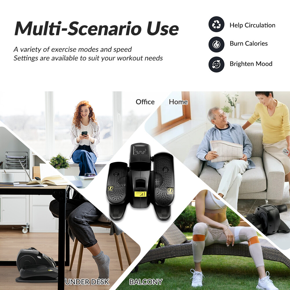 Under Desk Elliptical Machine Portable Ellipse Leg Exerciser Machine w/Remote US