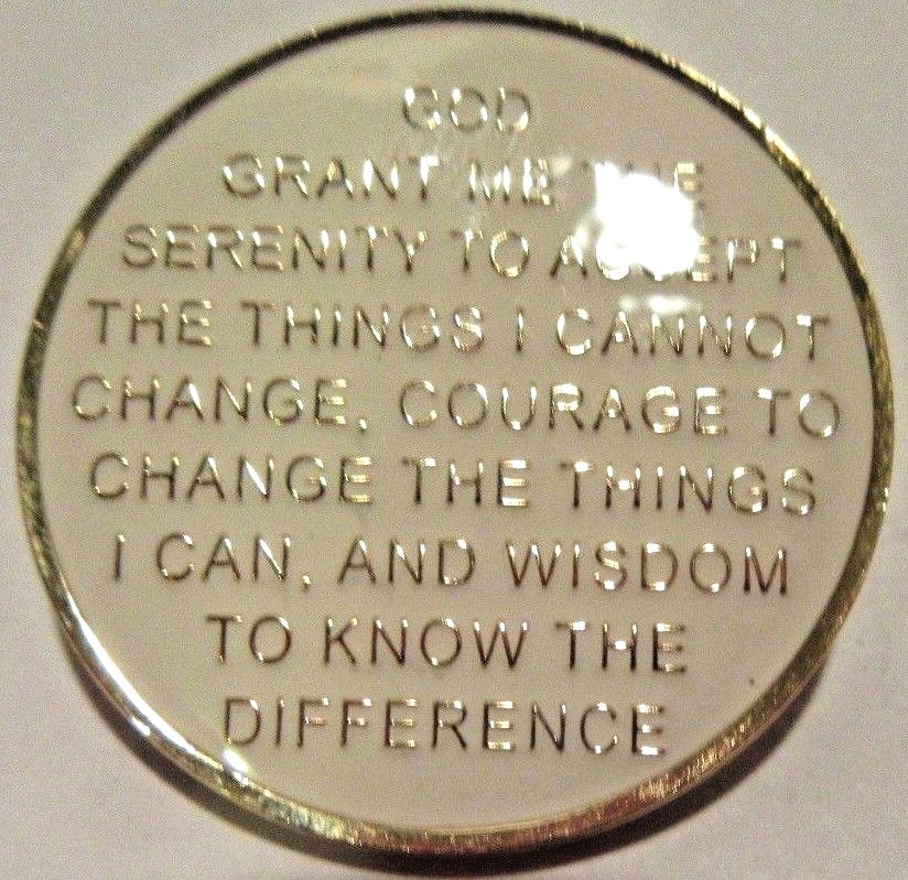 White SPARKLE Alcoholics Anonymous 6 year AA Medallion Chip token