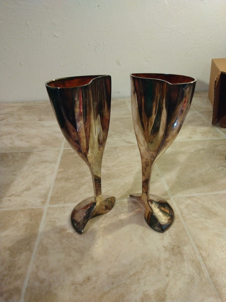 Silver Plated Wedding/Anniversary Goblets Heart-shaped