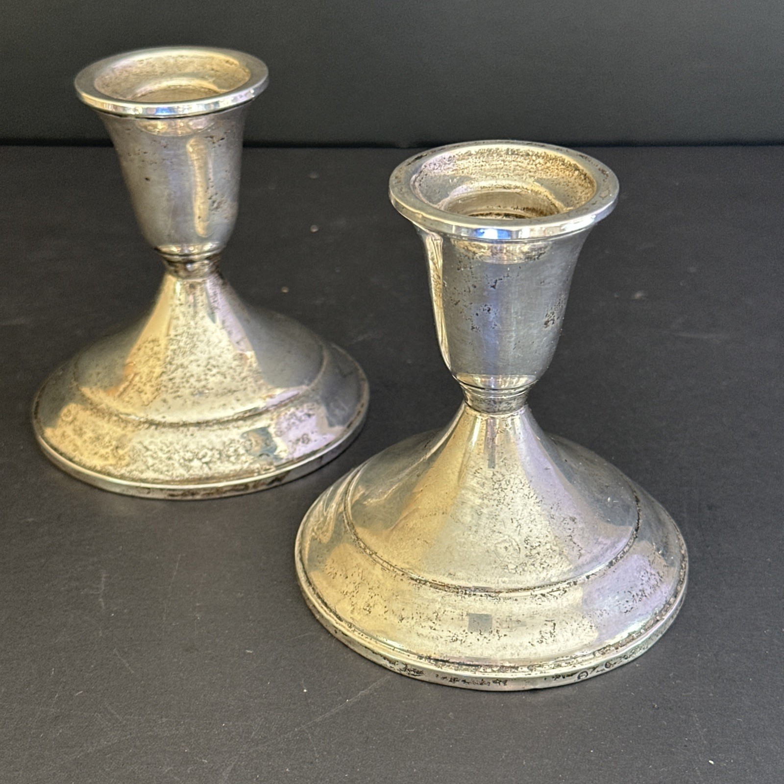 Pair Towel weighted Sterling Silver Candlesticks Candleholders Classic