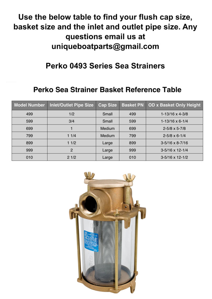 Perko 699 Polypropylene Sea Strainer Basket