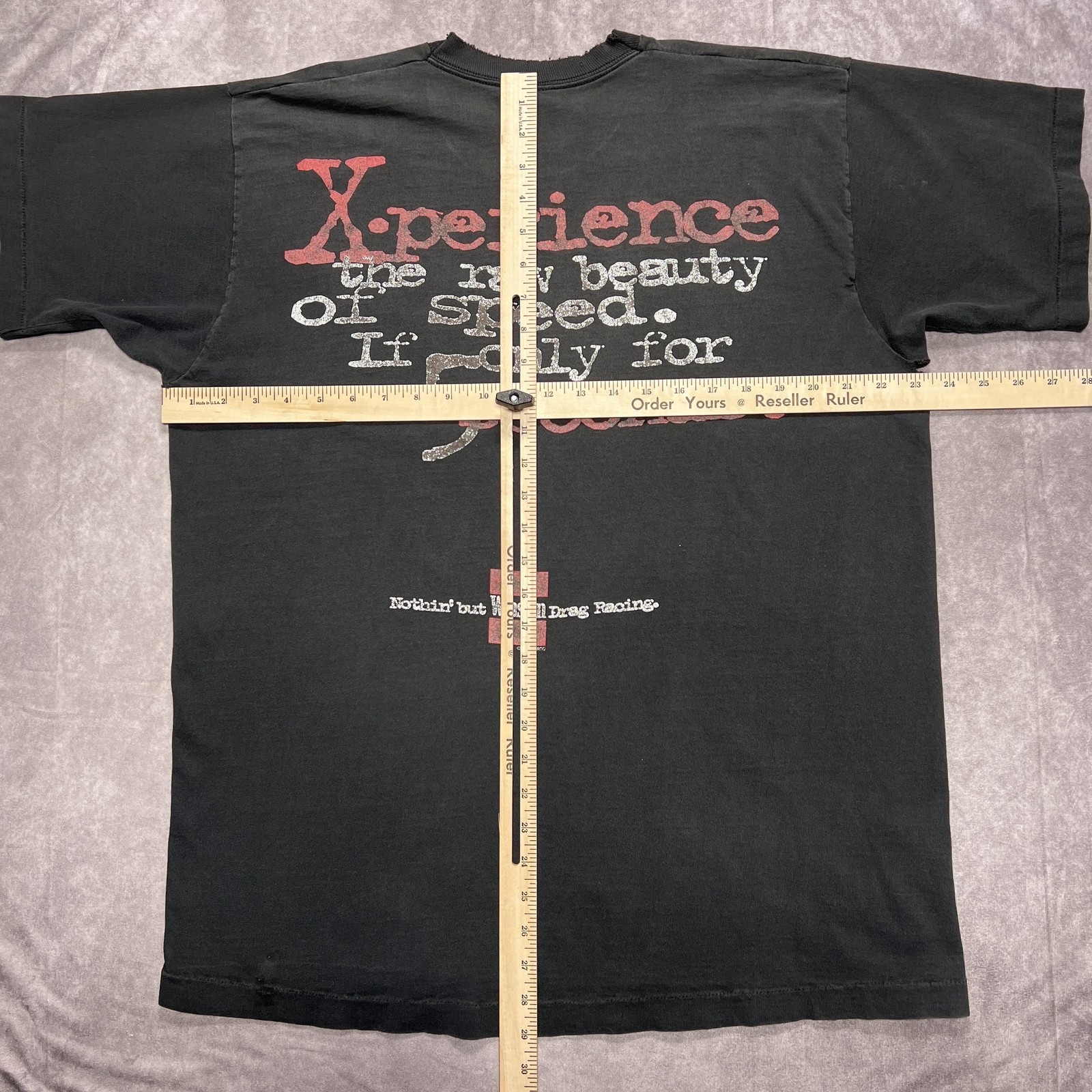 VTG Winston Racing Shirt Mens XL Black Thrashed Faded USA Made Single Stitch 90s