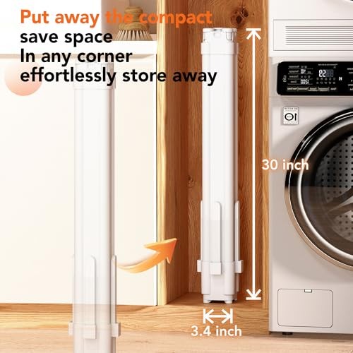 Clothes Drying Rack, Telescoping Tripod Foldable Laundry Dryer, Portable White