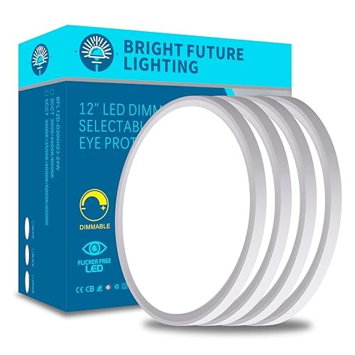4Pack 12 Inch Dimmable LED Flush Mount Ceiling Dimmable-12Inch-4Pack White