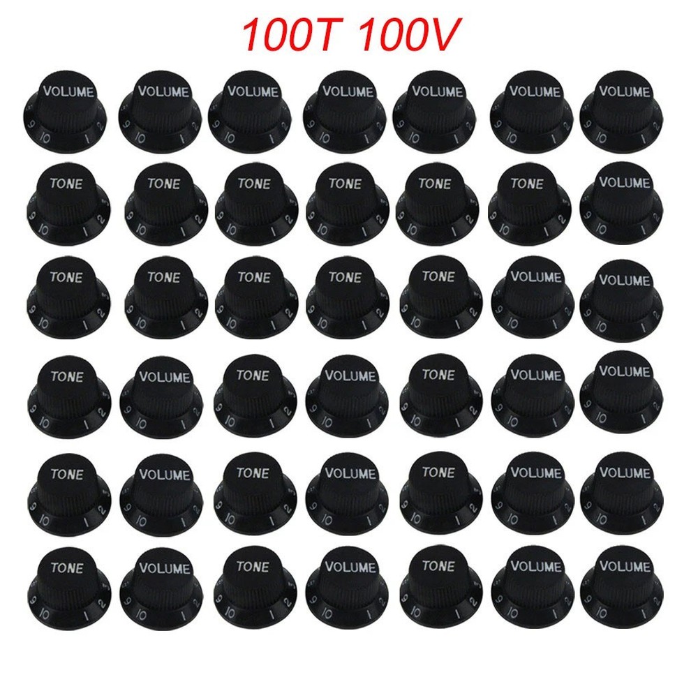 Set FD ST Electric Guitar Knobs 100 Tone & 100 Volume Control Knobs Black Color