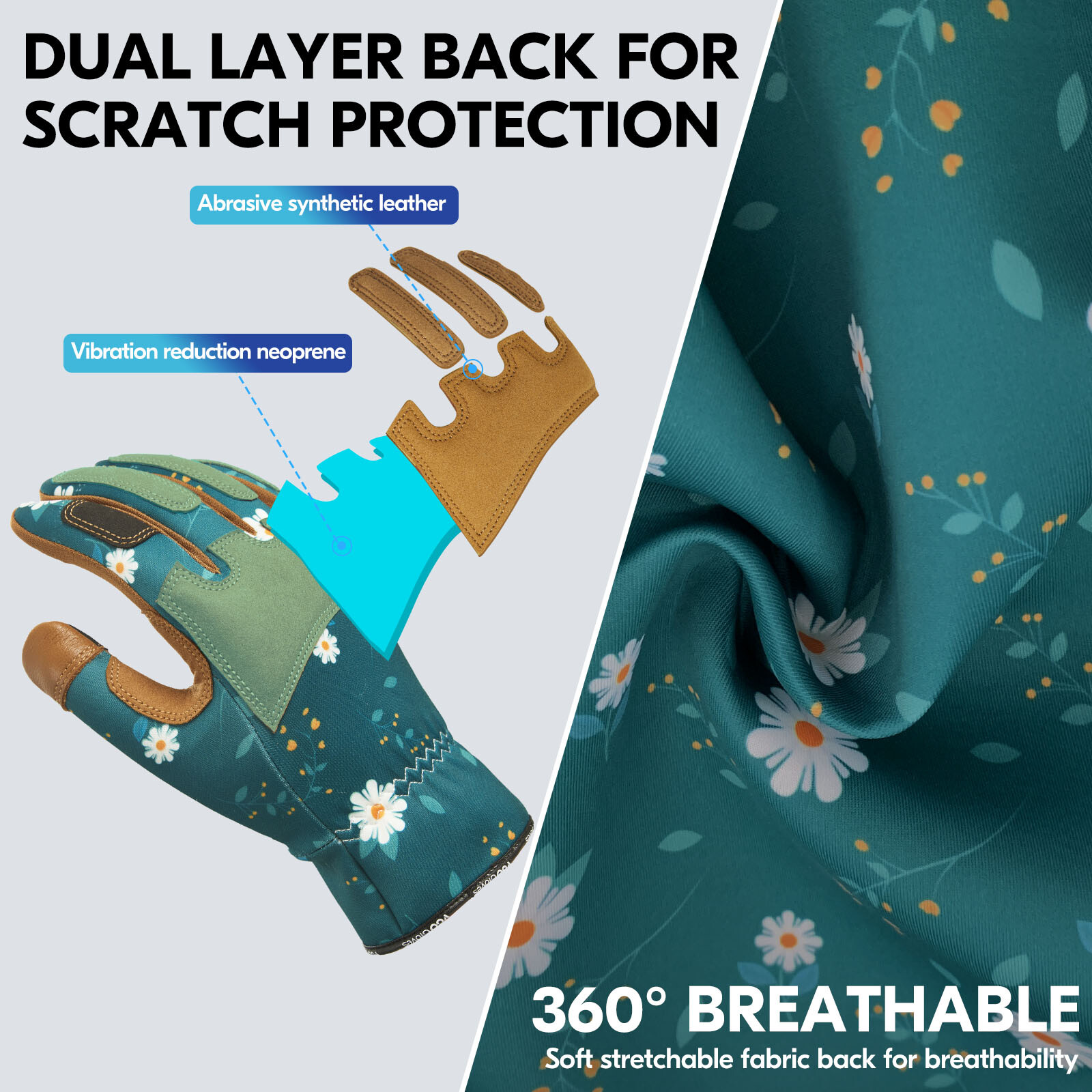 Vgo 1Pair Lady's Goatskin Thorn Proof garden Work Glove,Touchscreen(GA7471-DGR)