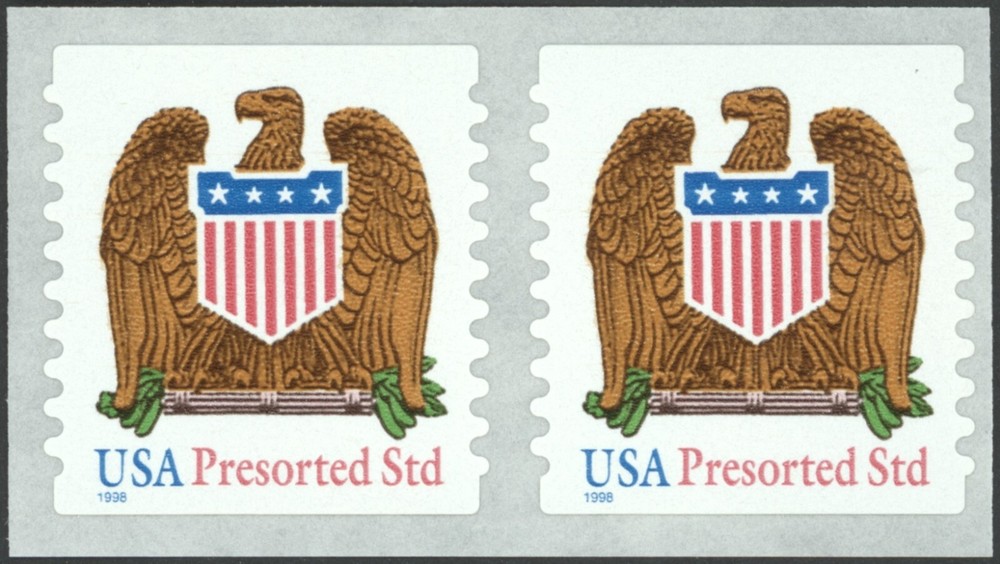 1998 US Scott #3271 (10c) Eagle Presorted Coil Pair MNH
