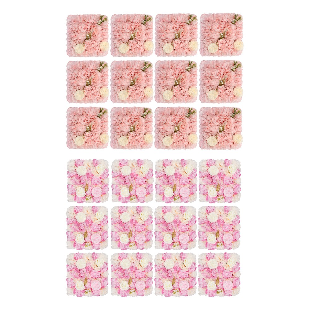 3D Flower Wall Panel-12pcs Artificial Flower Wall Background Silk Rose Wedding