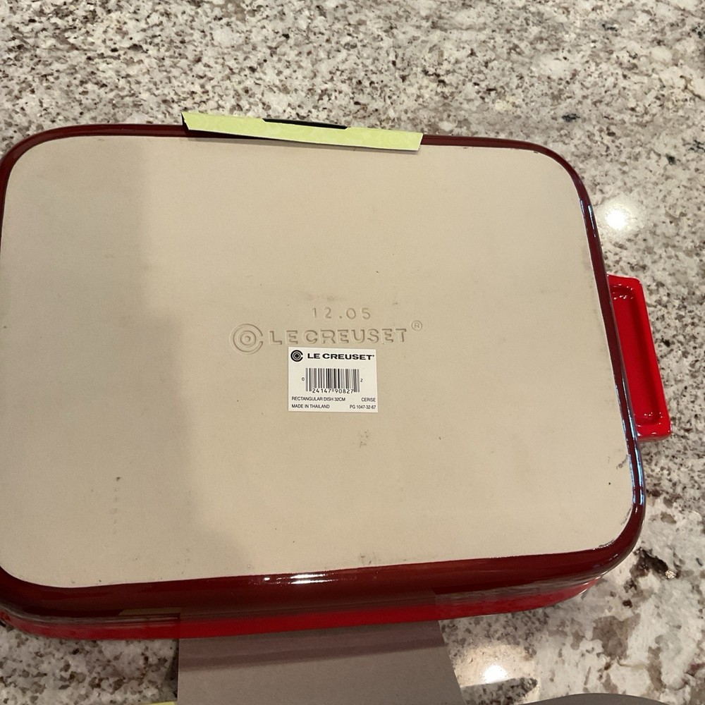 2 New Le Creuset Heritage Stoneware Rectangular Baking Dish Cerise Red 9 X 12
