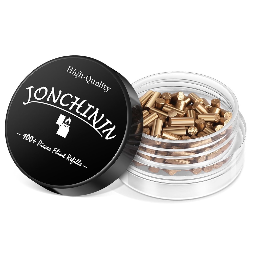 Lighter Flints 100 Pcs, Premium Flint Replacement Refills, Ideal, Gold