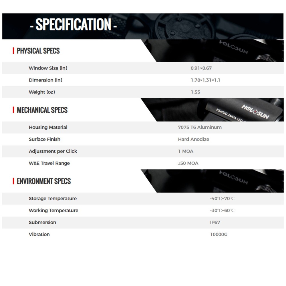 HOLOSUN Red 2 MOA Dot Open Pistol Sight (HS407C-RD2-X3)