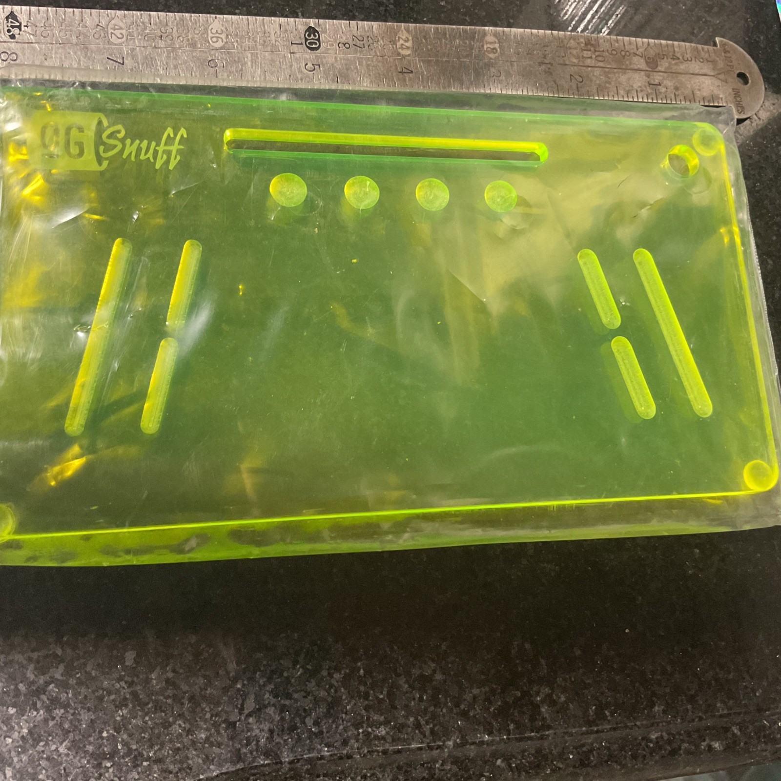OG SNUFF Board V2 Acrylic Neon Green (UV) Translucent Snuff Tray Authentic 8x4”