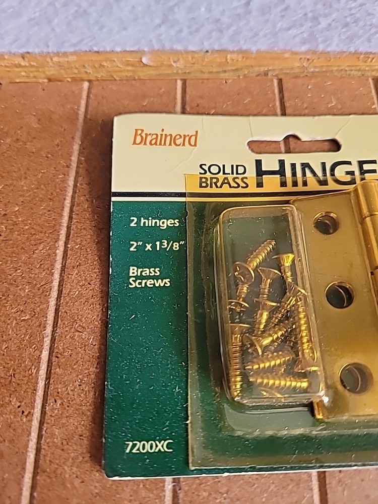 Brainerd Solid Brass Hinges #7200XC ~1 3/8" x 2" ~(2-Hinges) with Brass Screws
