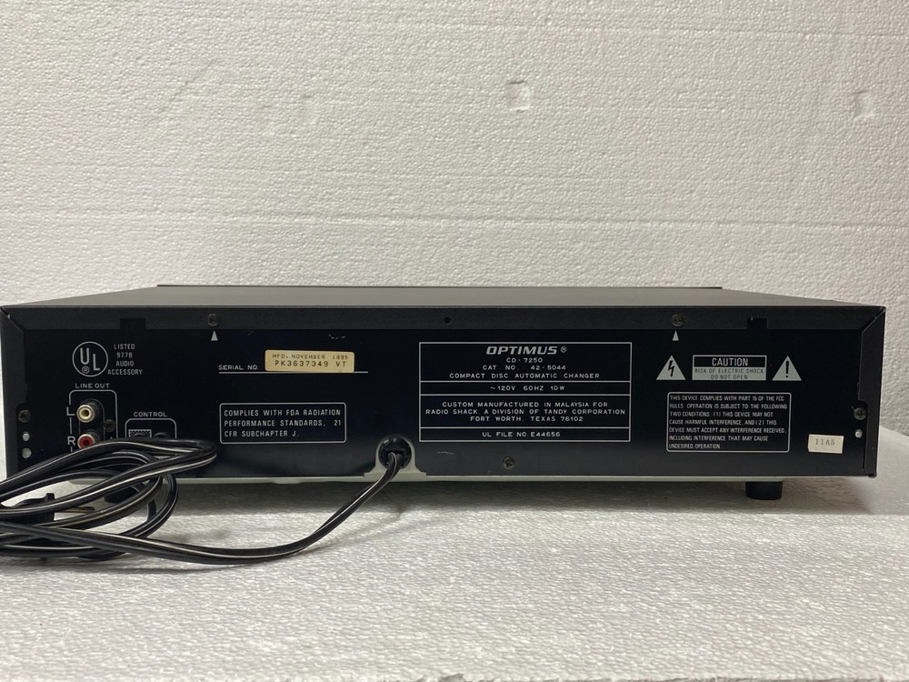 Optimus CD-7250 Automatic CD 6 Disc Changer TESTED