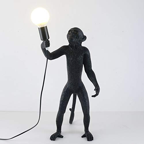 Modern Table Light, Monkey Desk Lamp, Resin Standing Monkey Lighting for Black