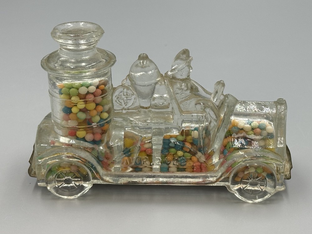 1920s FIRE ENGINE Large Boiler GLASS CANDY CONTAINER Antique A&E 220