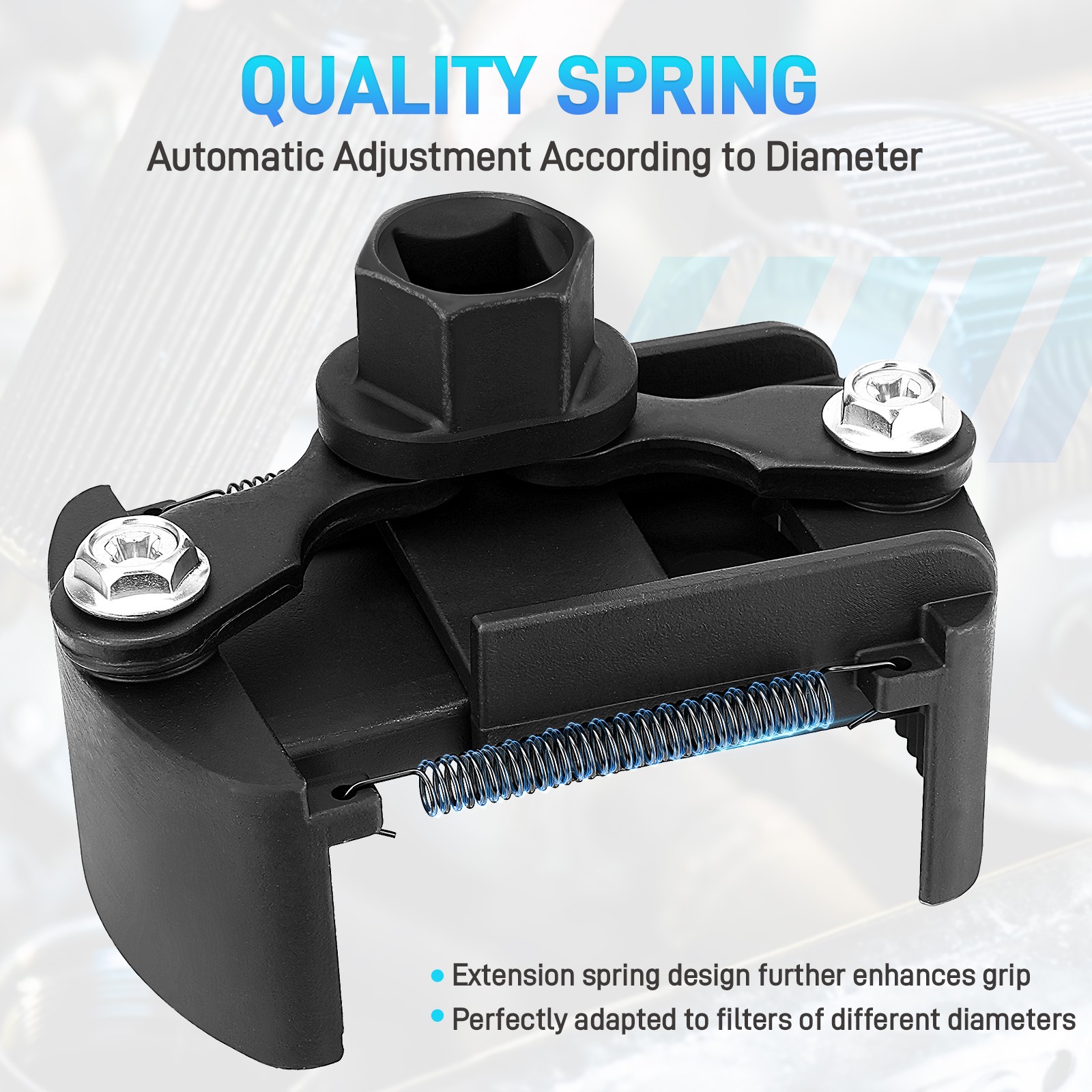 Universal Adjustable Oil Filter Wrench Set for 60mm-80mm Removal Tool Cap 1/2"