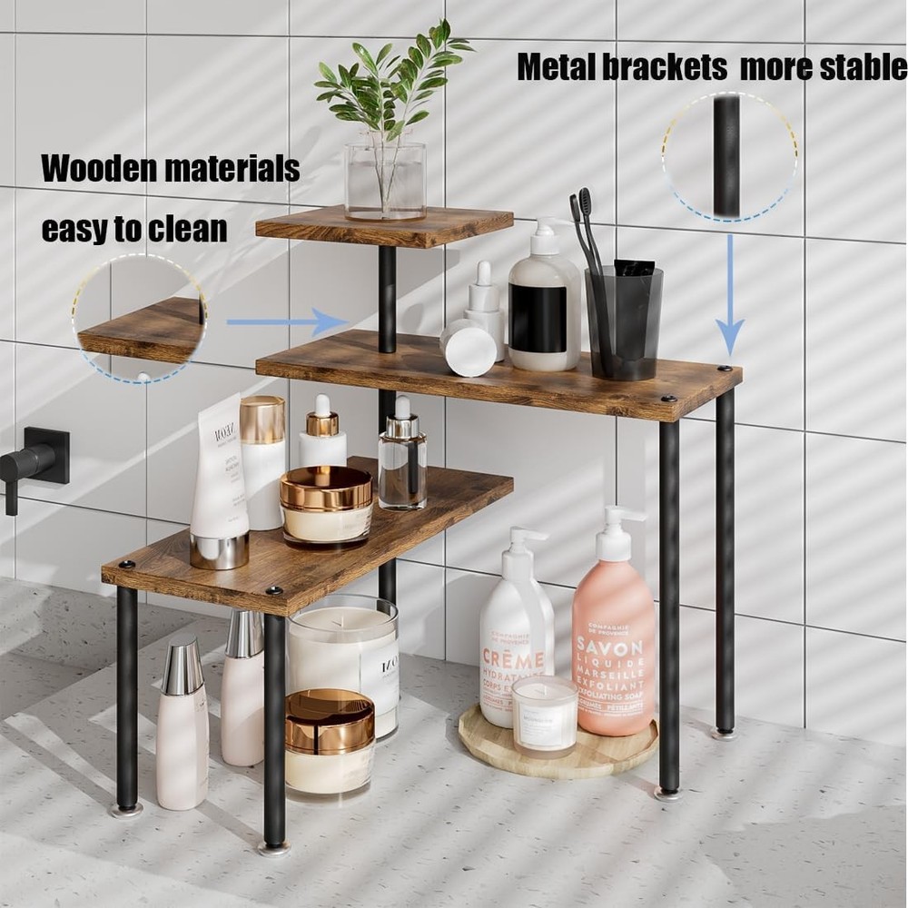 Countertop Organizer Organization 3 Tier Kitchen Corner Shelves Adjustable Sp...