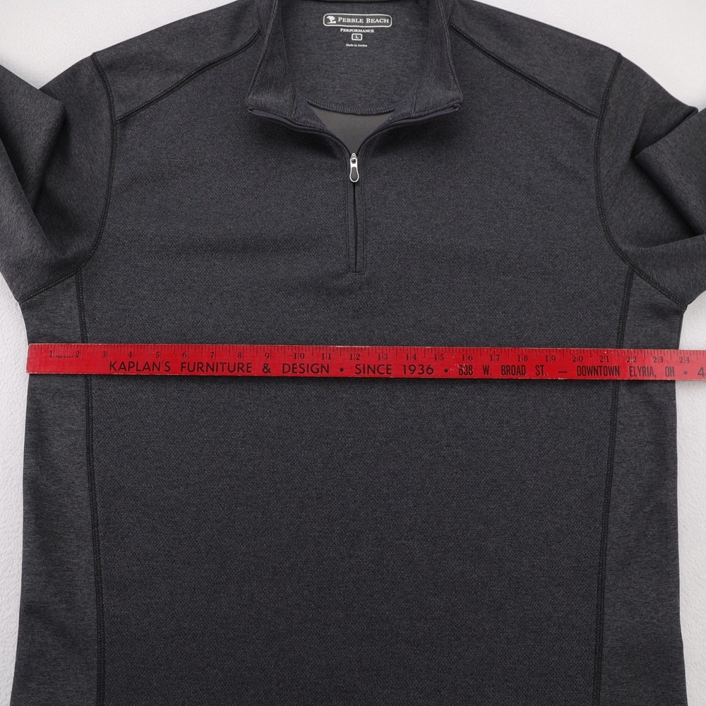 Pebble Beach Performance Mens Large Charcoal Gray Heathered 1/4 Zip Pullover