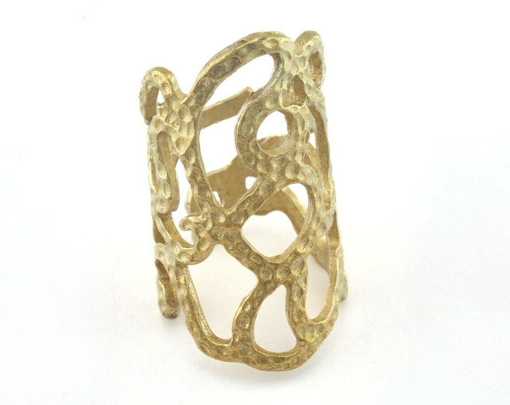 Hammered Adjustable Ring Raw brass (18mm 7.5US inner size) 3280