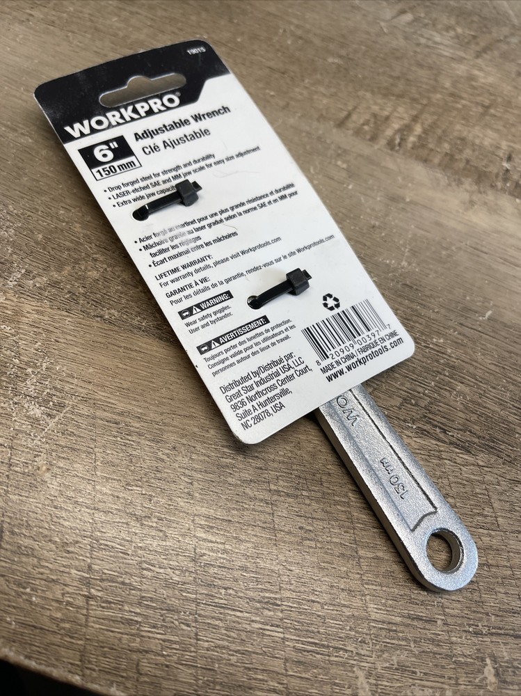 WORKPRO 6" Adjustable Wrench Heavy Duty Chrome Plated Spanner