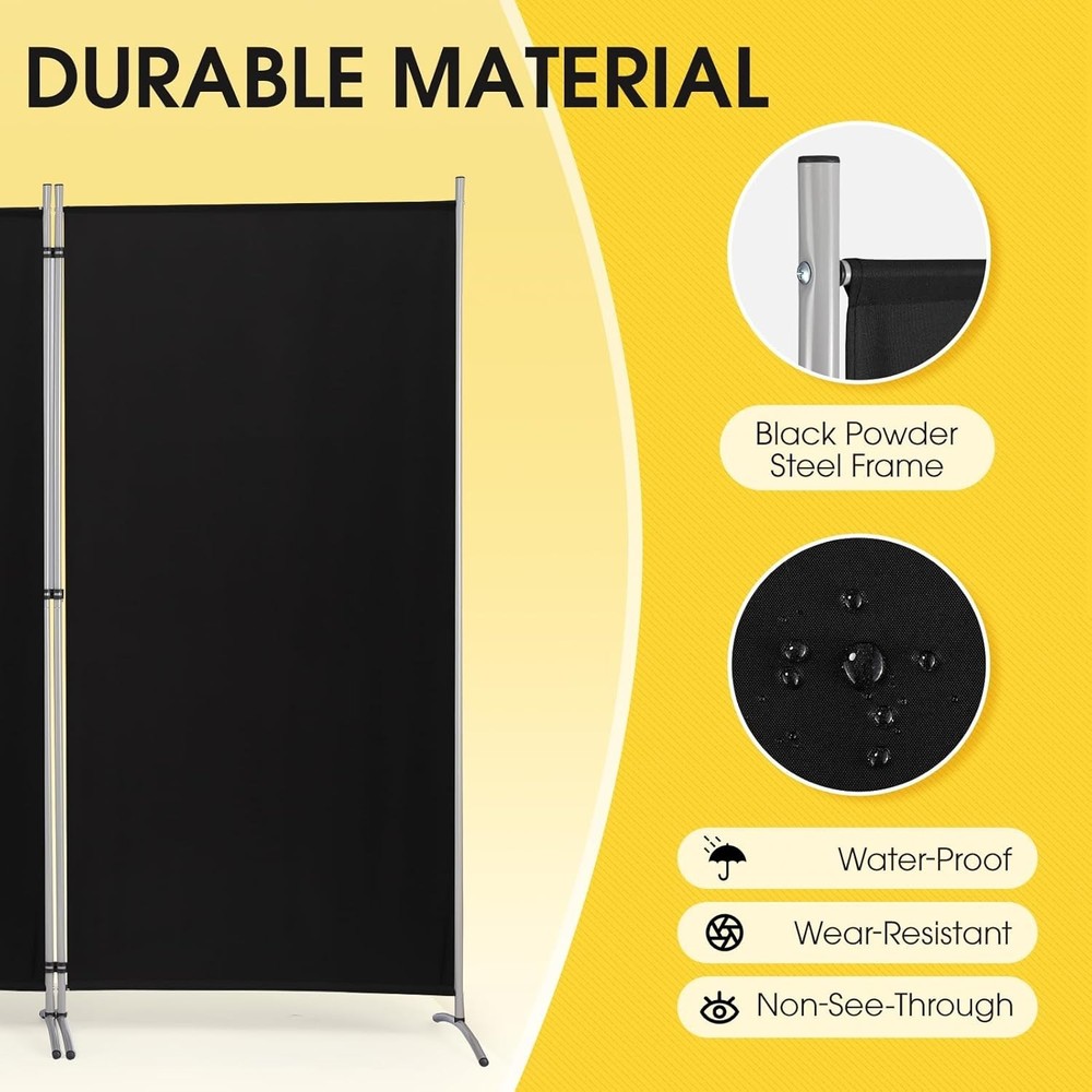 Foldable 4 Panel Freestanding Room Partition - Easy to Install Privacy Solution