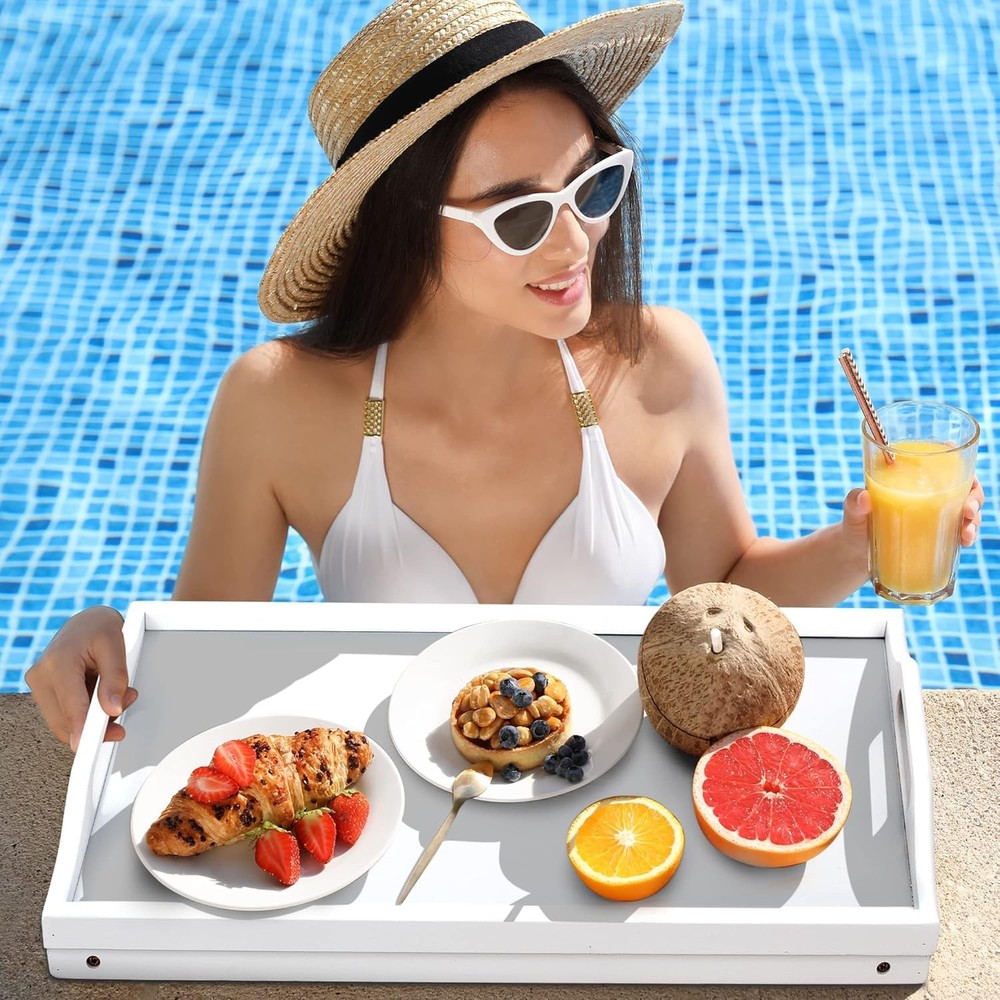 Mayyol Breakfast Bed Tray for Eating - Height Adjustable Raised Medium, White