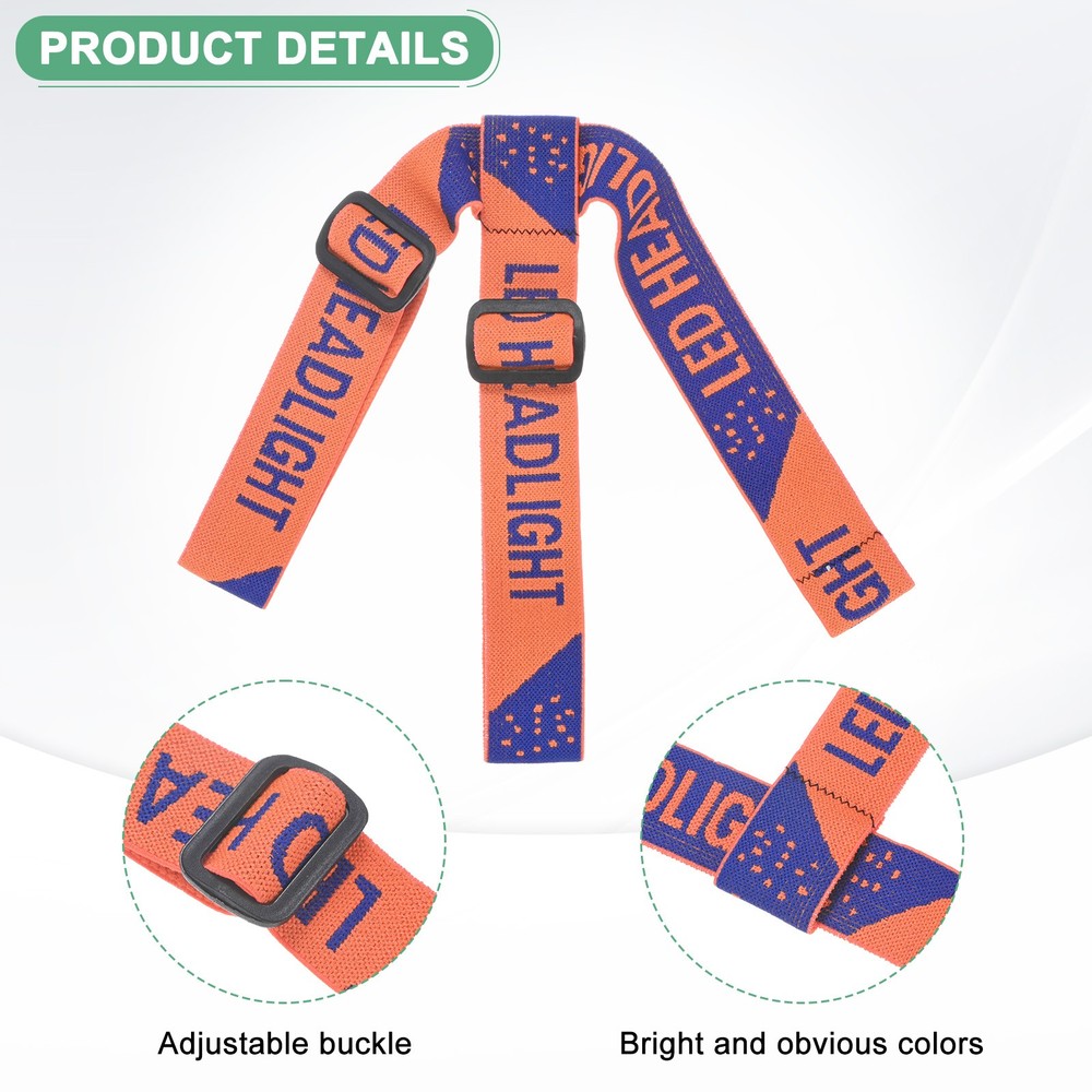 3-Pack Headlamp Strap Replacement Headband for Camping Orange Red,Blue