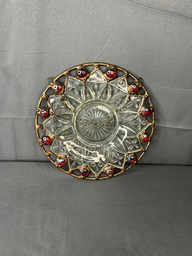 Glass Hanging Plate Decorative 7"