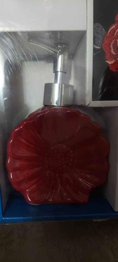 Interiors by Design Red Floral 3PC Bath Accessory Set