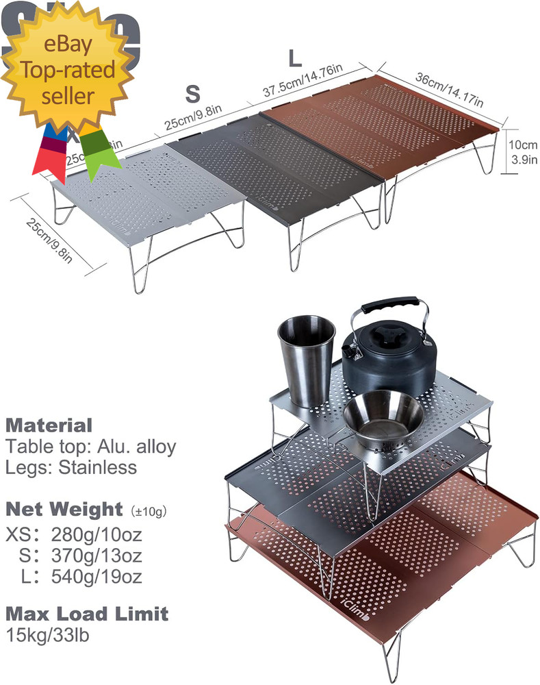 Mini Solo Folding Table Ultralight Compact for Backpacking Camping Hiking Beach