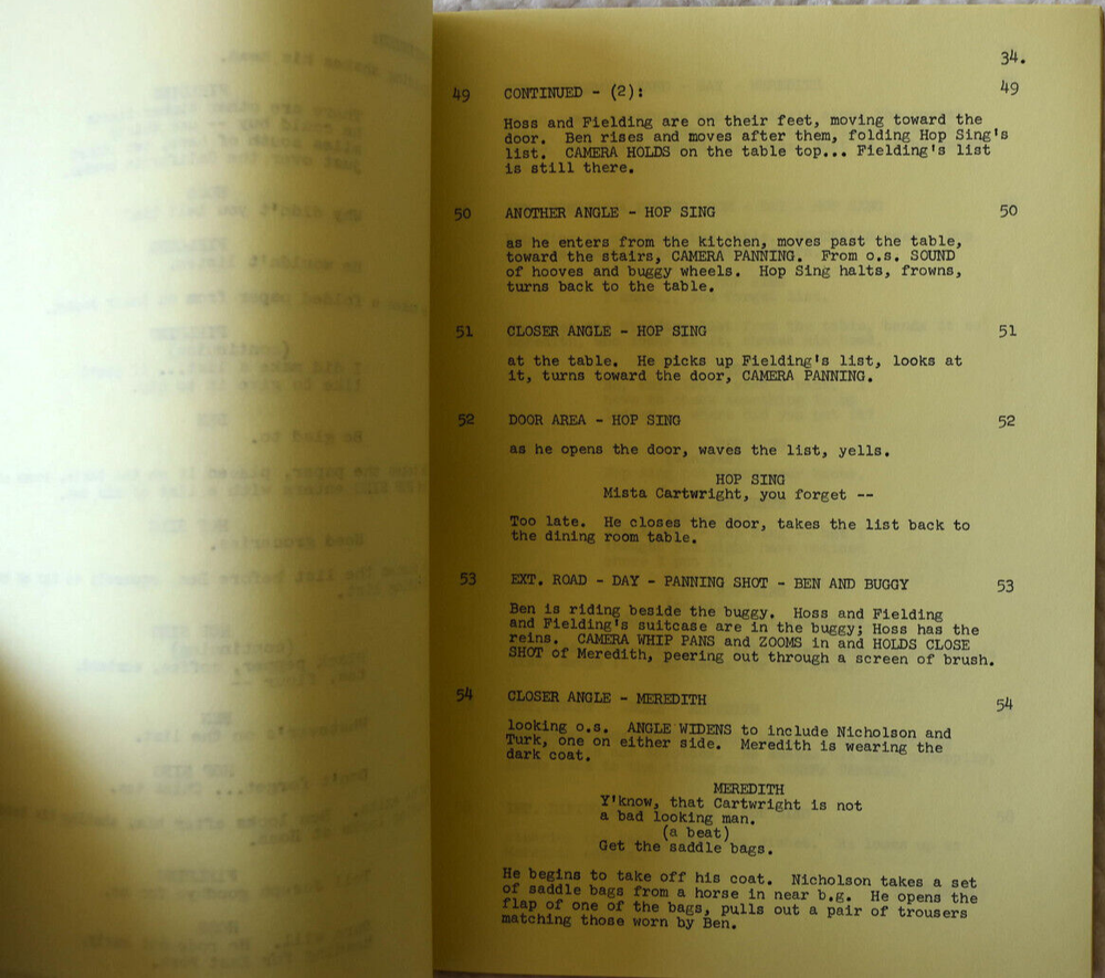 1970 Bonanza "A Deck of Aces" Original Revised Final Draft Screenplay Script