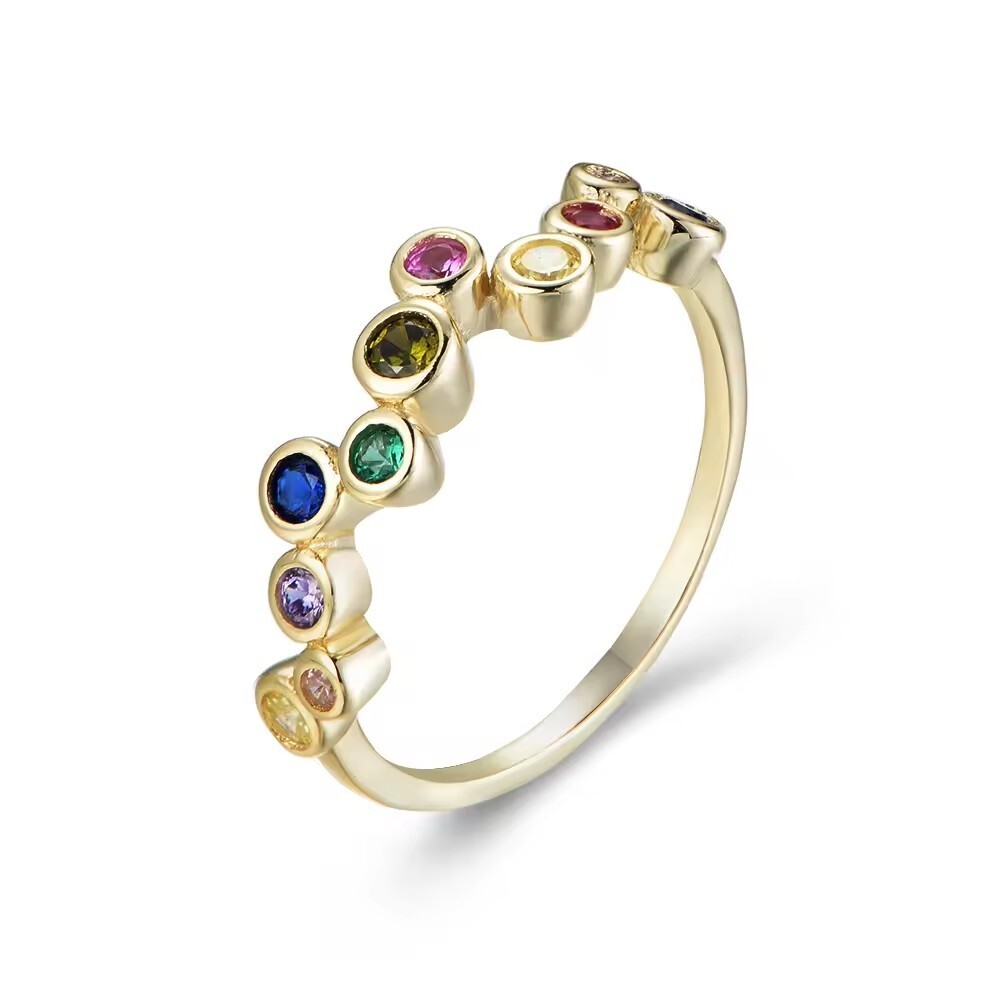 Round Cut Lab created Multi sapphire & Half Eternity bezel Set Wedding Band Ring
