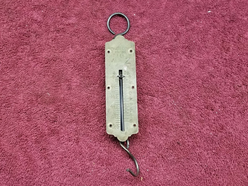 Antique ~ Chatillon ~ Brass Hanging Scale ~ 250 Grams ~ 8 Ounce